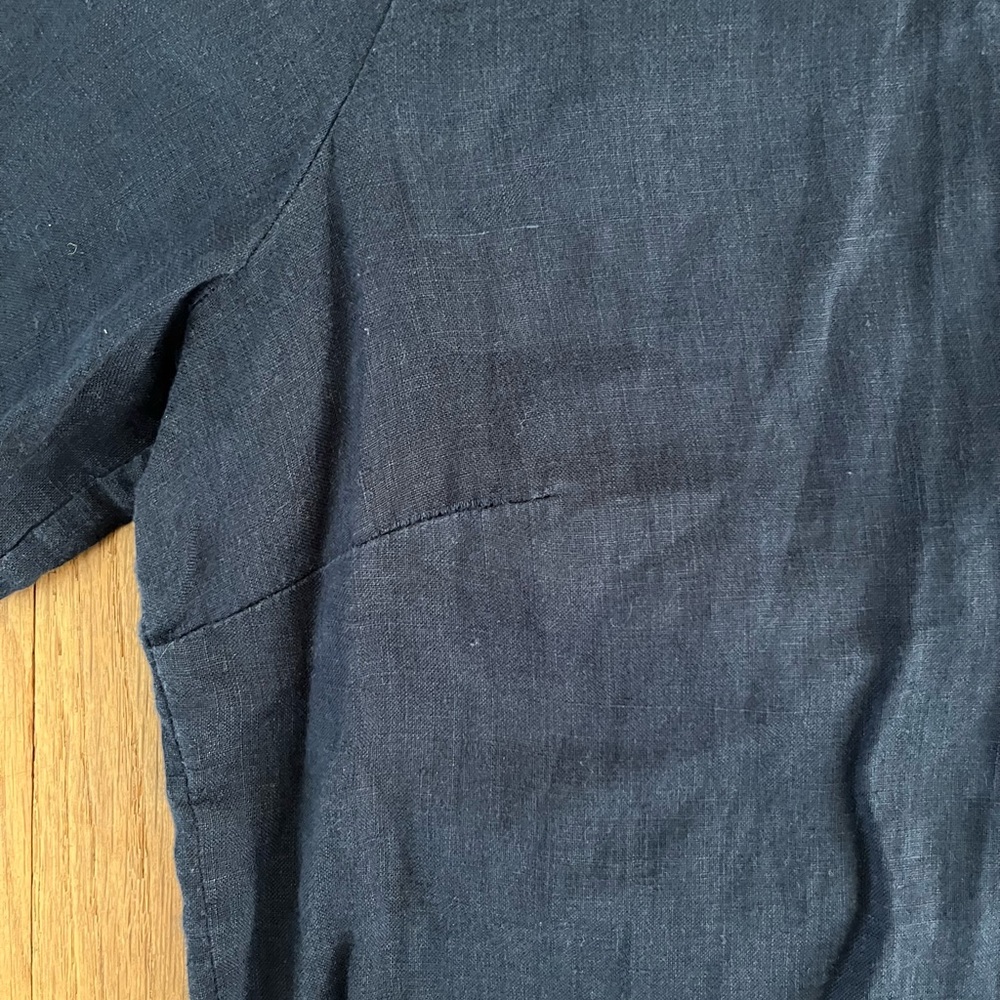 J. Crew Navy Blue Linen Button-Down Perfect Fit Shirt - Picture 3 of 3